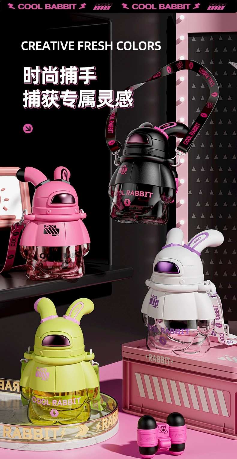 Plastic cup S98-YS8018 Lightning Rabbit Space Cup, anti-drop plastic cup, straw, popular water cup, cool and large capacity water bottle detail image 16