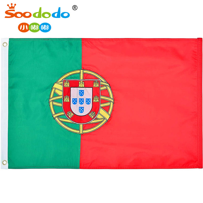 小嘟嘟XDSQ-ALBB-PRT-1跨境2024欧洲杯3*5ft葡萄牙国旗90*150cm牛津布刺绣portugal旗帜