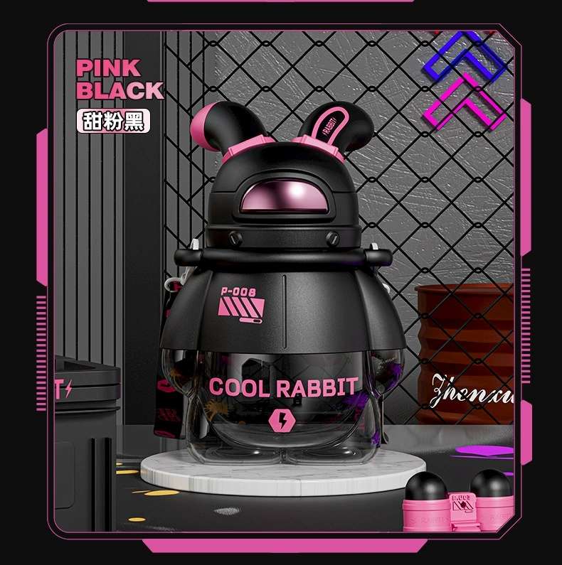 Plastic cup S98-YS8018 Lightning Rabbit Space Cup, anti-drop plastic cup, straw, popular water cup, cool and large capacity water bottle detail image 18