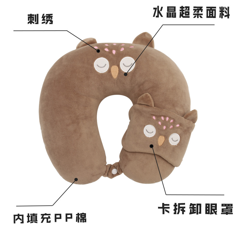 卡通动物充棉U型枕定货 康乐屋PP棉填充颈枕 旅行出差护颈枕订货详情5