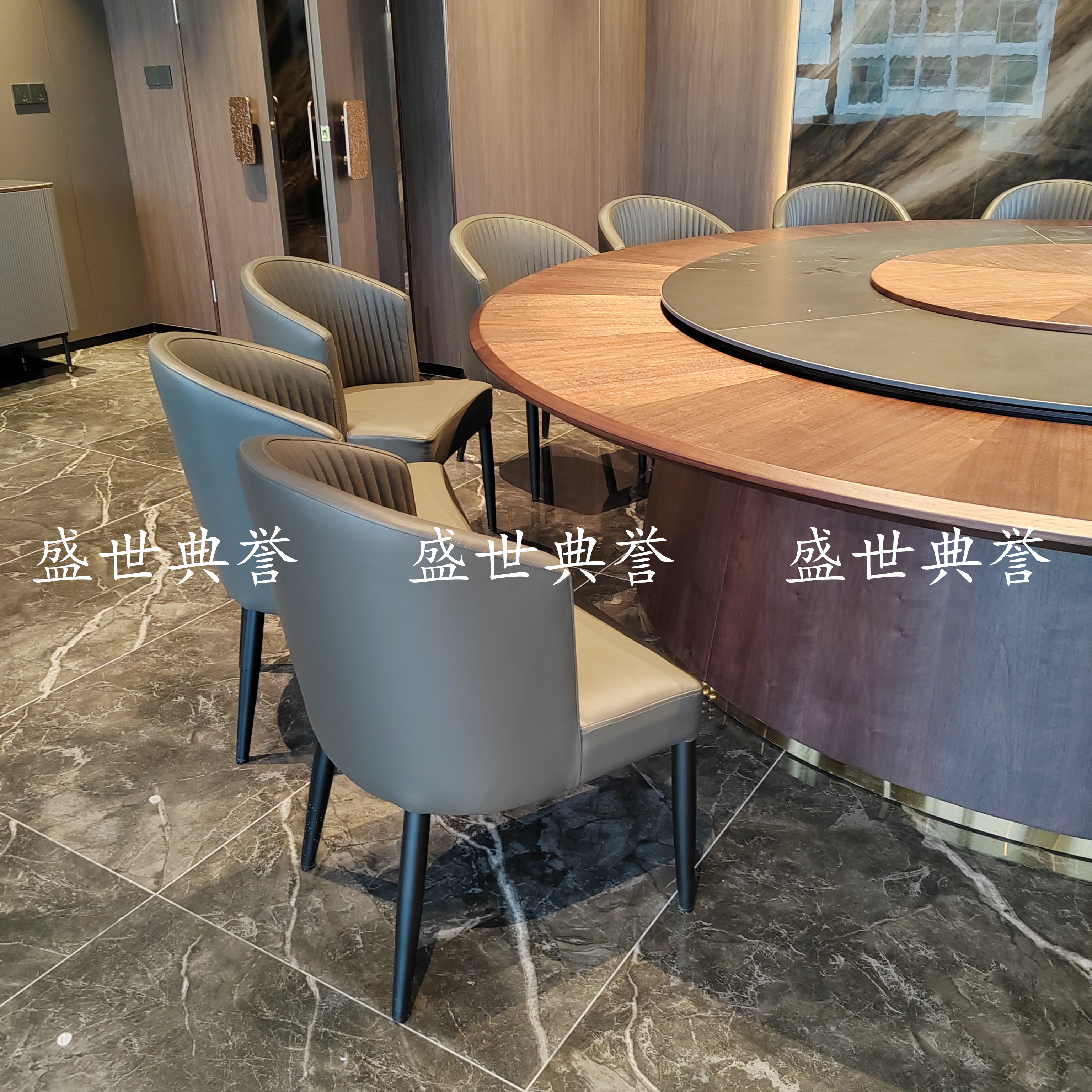 Nanjing Seafood restaurant, light luxury dining chairs, hotel private rooms, electric tables and chairs, open kitchen, simple soft-padded chairs, hotel chairs details Picture