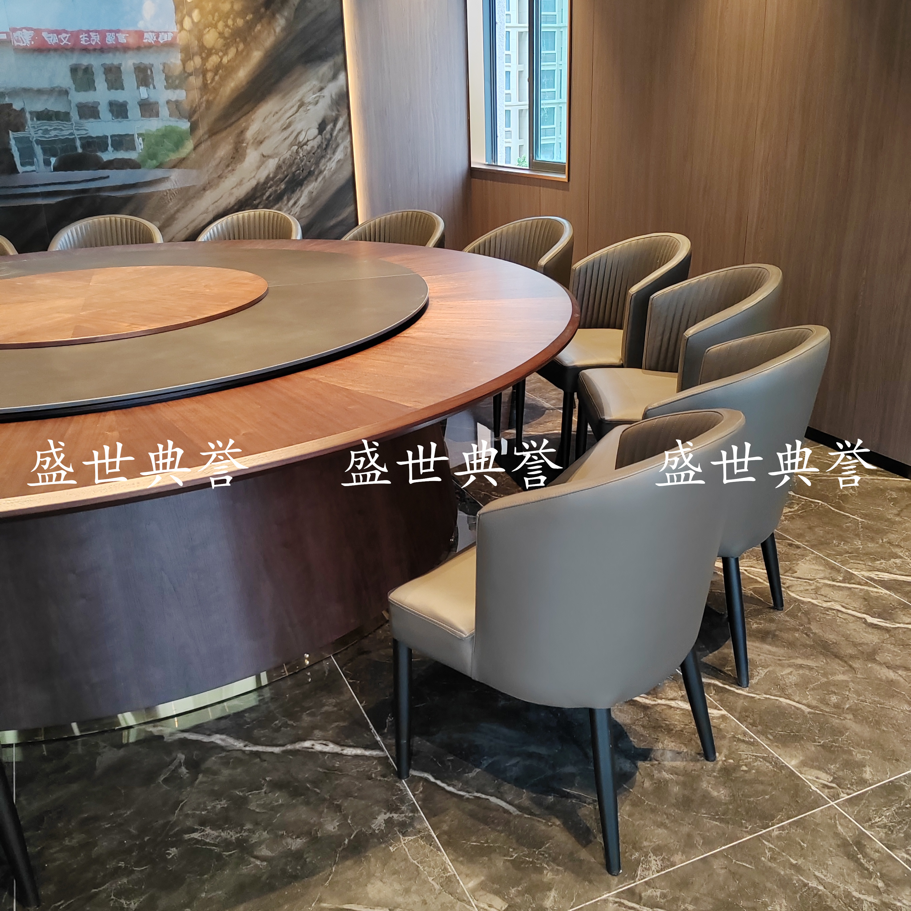 Nanjing Seafood restaurant, light luxury dining chairs, hotel private rooms, electric tables and chairs, open kitchen, simple soft-padded chairs, hotel chairs Specification image