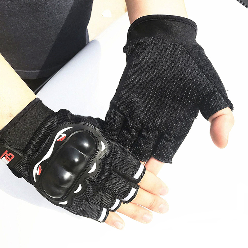 180208 Motorcycle gloves Protective shell gloves half sport outdoor fitness motorcycle single bike riding hard shell half finger gloves