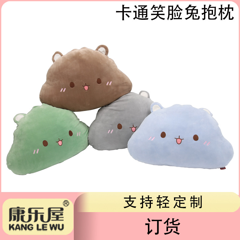 Customized cartoon cute animal rabbit throw pillows, Kanglewu cotton stuffed plush toys, children's dolls and figurines from the manufacturer