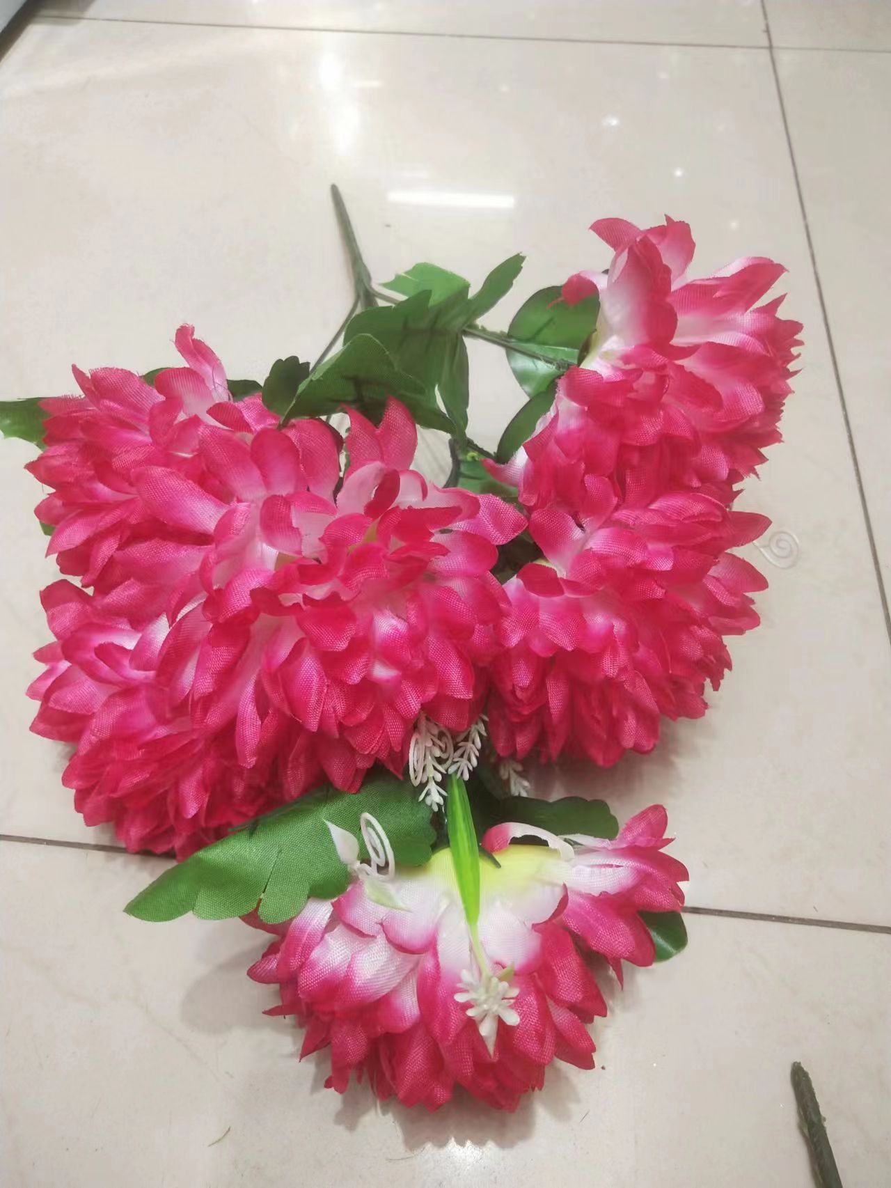 厂家直销7头菊花仿真塑料花DIY花资花艺清明节祭祀假花