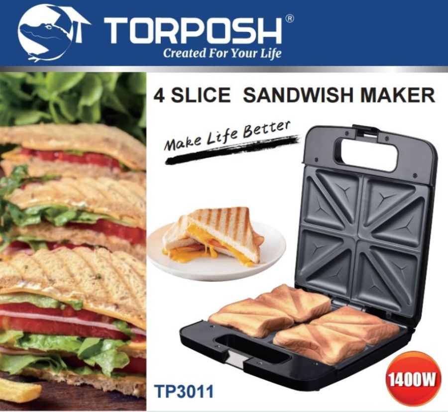 Torposh大容量三角华夫饼机 三明治机早餐机 三文治机烤面包吐司