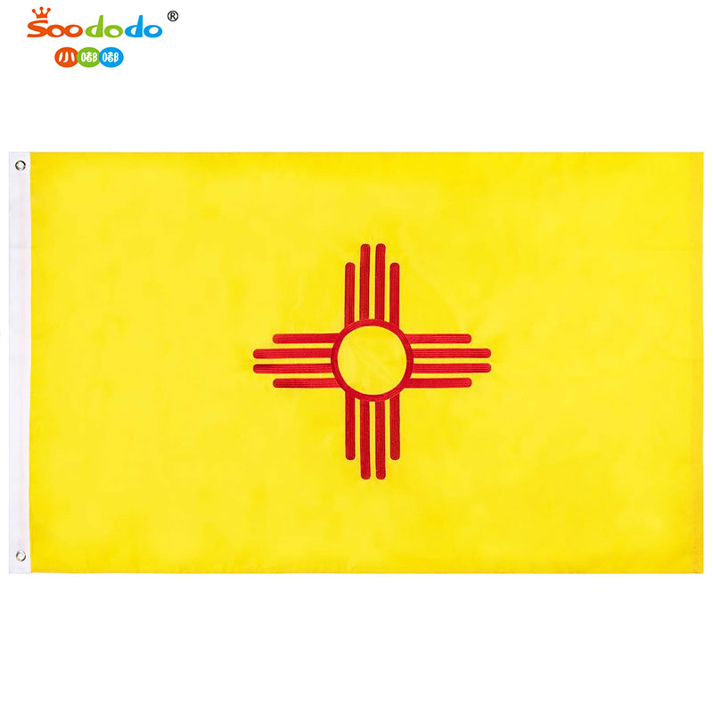 小嘟嘟XDLX-NM35跨境供应亚马逊美国州旗90*150cm牛津布刺绣新墨西哥州旗帜详情图1