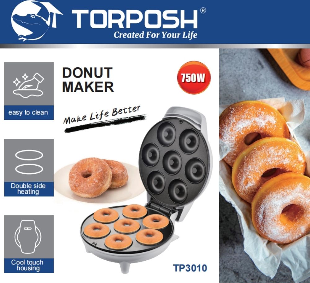 Torposh 7孔甜甜圈机器 Doughnut Maker双面加热家用迷你甜甜圈早