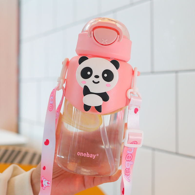 S98-2003 Dopamine Cartoon Straw Cup Portable New Water Cup Girl Cartoon Cute Plastic Water Bottle Item Picture