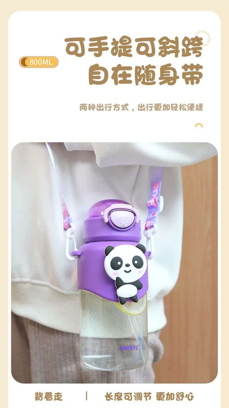 S98-2003 Dopamine Cartoon Straw Cup Portable New Water Cup Girl Cartoon Cute Plastic Water Bottle undefined