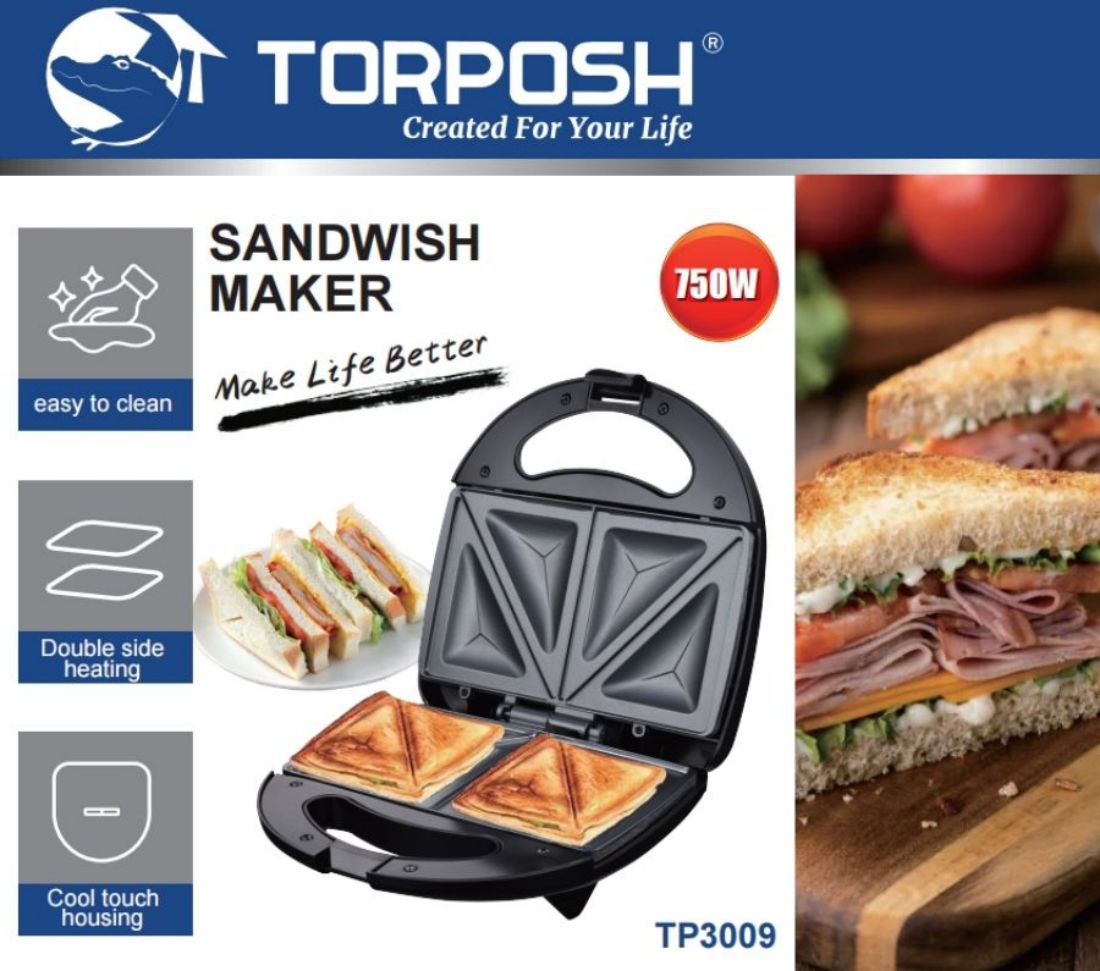 Torposh三明治早餐机家用 三角条形面包机全自动华夫饼机 sandwish maker