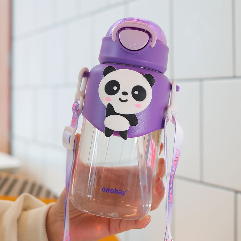 S98-2003 Dopamine Cartoon Straw Cup Portable New Water Cup Girl Cartoon Cute Plastic Water Bottle details Picture