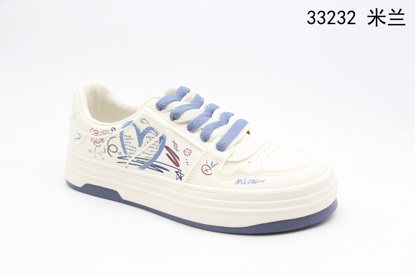 Graffiti leather white sneakers details Picture