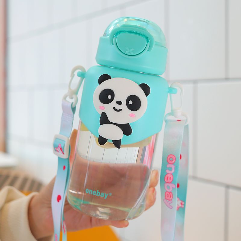 S98-2003 Dopamine Cartoon Straw Cup Portable New Water Cup Girl Cartoon Cute Plastic Water Bottle
