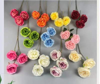 Factory Direct Sales Single Three Head Austin Wedding Decoration Diy Flower Material Flower Art Indoor And Outdoor Decoration Simulation Plastic Flowers