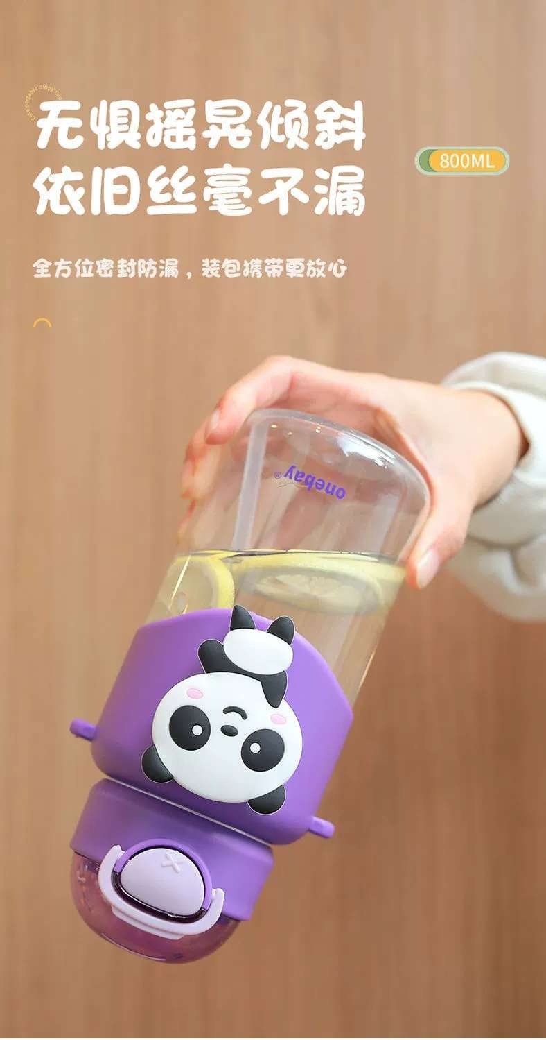 S98-2003 Dopamine Cartoon Straw Cup Portable New Water Cup Girl Cartoon Cute Plastic Water Bottle Application Scenario
