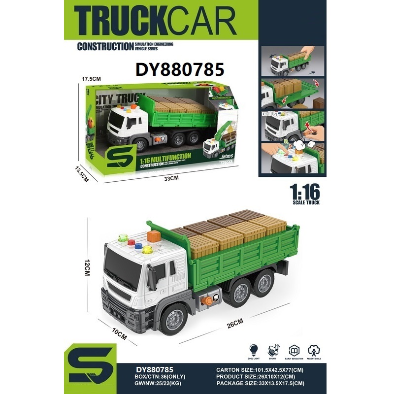 1:16 Inertial Wooden Box/Oil Tank/Fruit/Transport Car With Light Music With Air Pressure Children's Inertial Car Toys Children's Fun Small Goods Fall Durable And Safe Application Scenario
