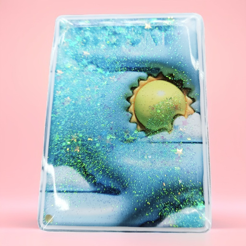 Yiwu FABER BAODI Sun Moon Star Rainbow series rectangular quicksand double-sided mirror Small mirror Makeup mirror Folding mirror makeup mirror Item Picture