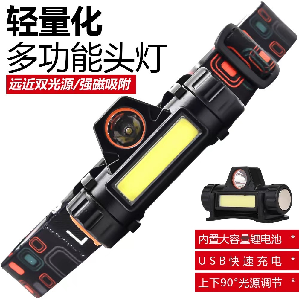 头戴式强光头灯USB充电钓鱼灯户外多功能头灯工作灯夜跑骑行头灯户外防水探照灯应急维修灯便携式101头灯