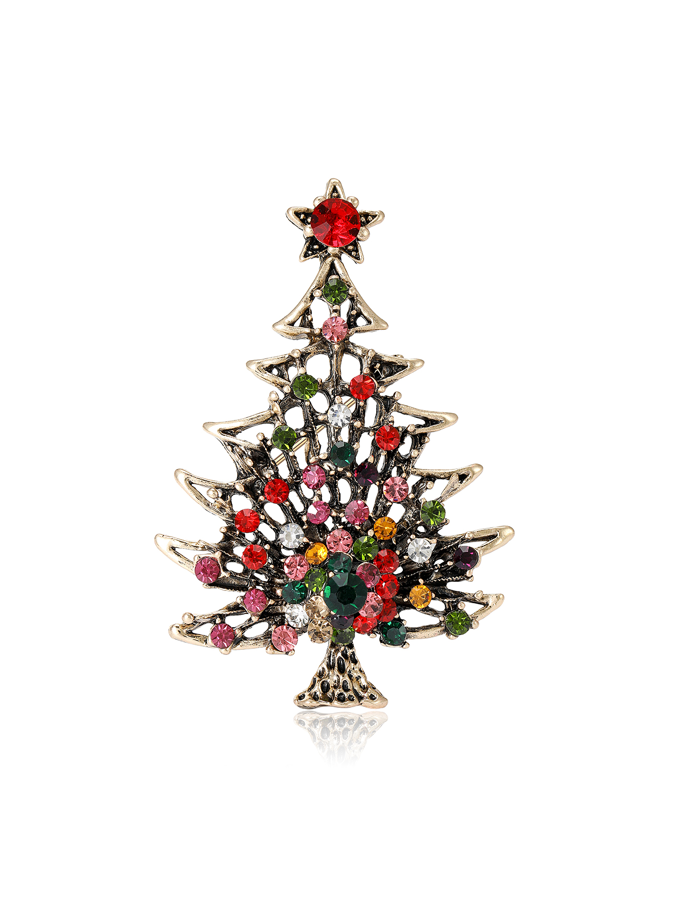 New alloy rhindiamond Christmas fashion ladies' elegant and versatile brooch and brooch factory direct sales Item Picture