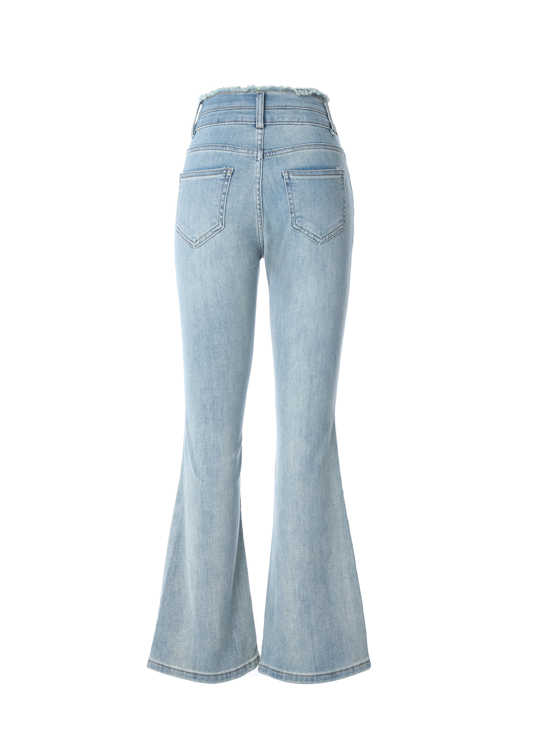 Light Color Micro-Cropped Jeans Women 2024 Spring New High-Waisted Slimming Light Blue Flare Pants Item Picture
