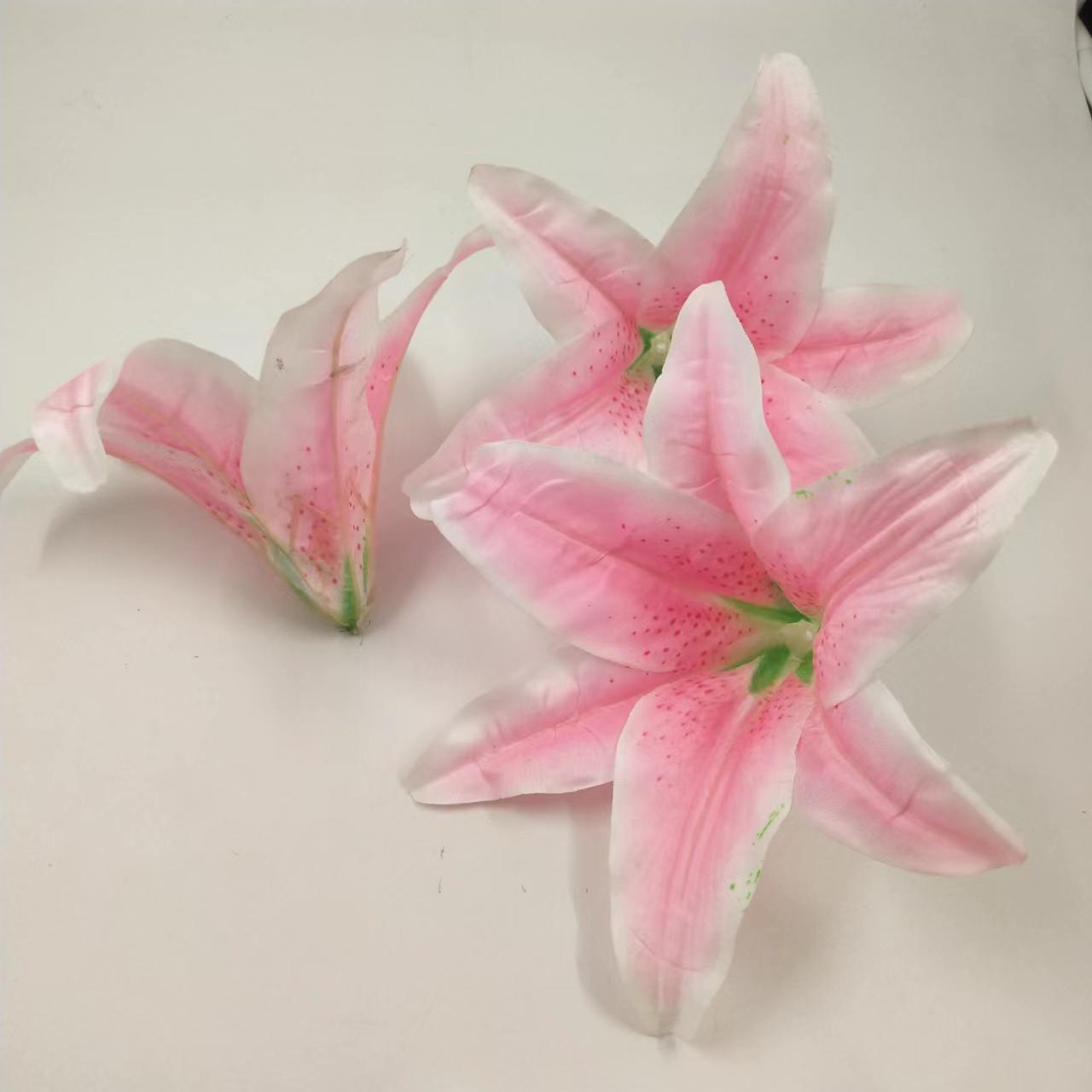 Simulation Plastic Lily With Heart Lily Flower Head Wedding Decoration Diy Flower Materials Flower Shooting Props Specification drawing