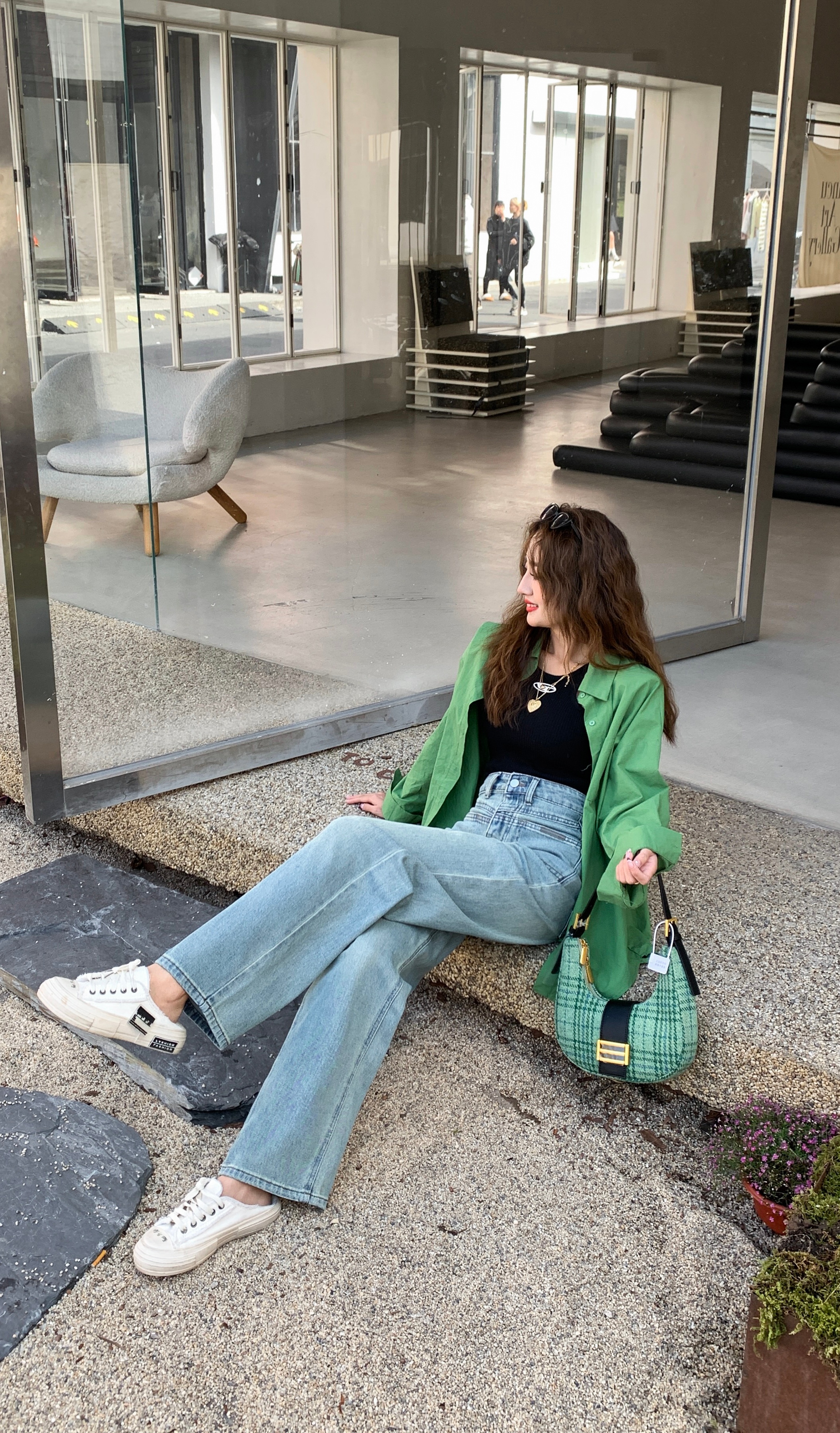 New Spring Jeans Women's High-Waisted Baggy Retro Blue Wide-Leg Pants Draping Straight Leg Jeans Item Picture