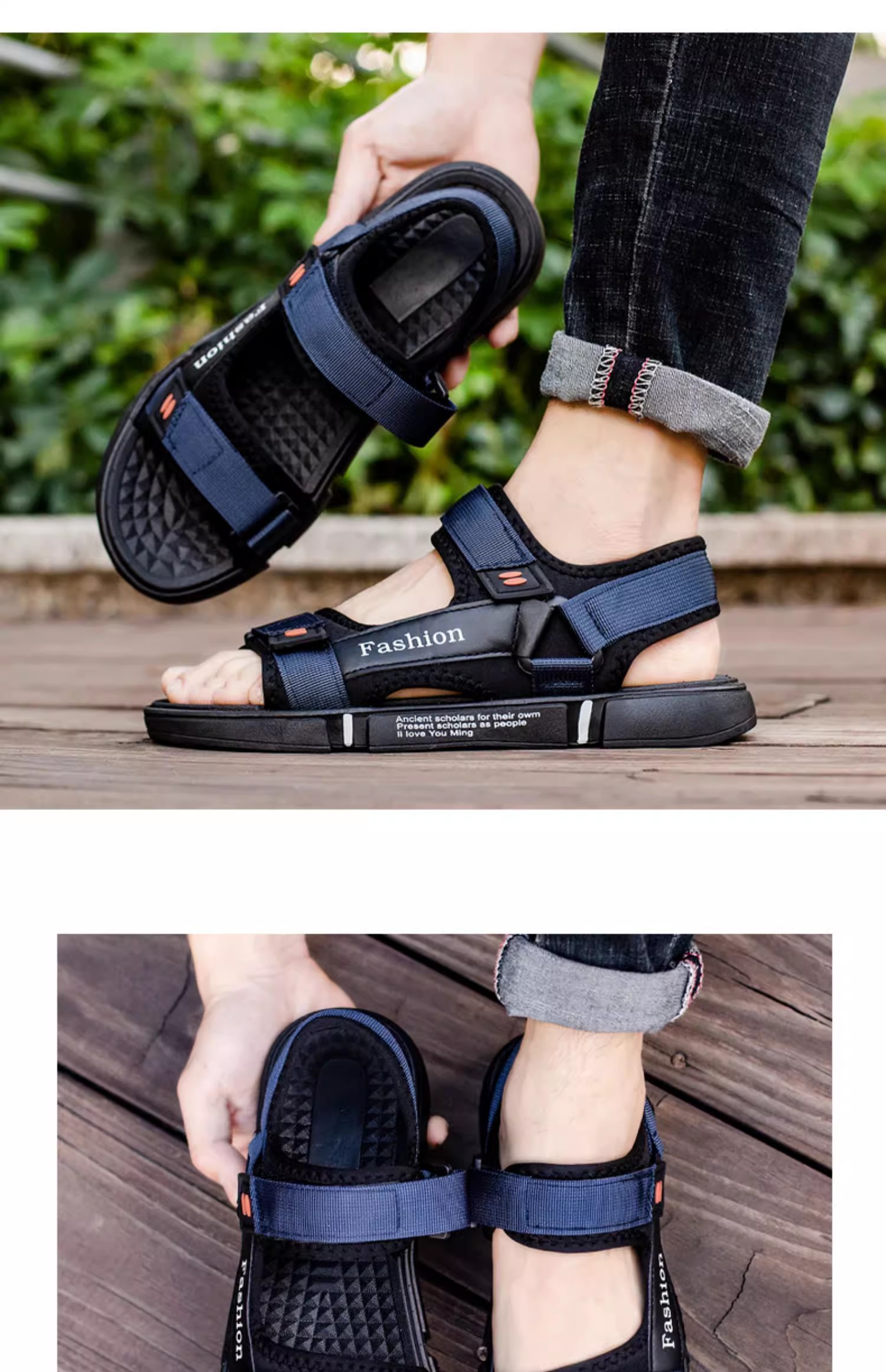 凉鞋/女鞋/罗马凉鞋/洞洞鞋厚底/学生鞋白底实物图