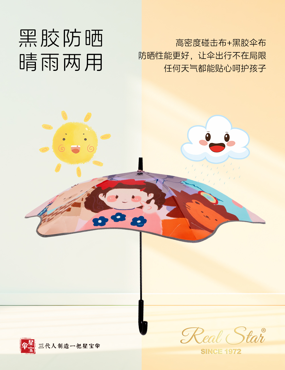星宝伞儿童雨伞长柄数码印雨伞全遮光防嗮紫外线儿童遮阳雨伞星宝伞具批发0056RSTJaney姐姐热推新款详情8