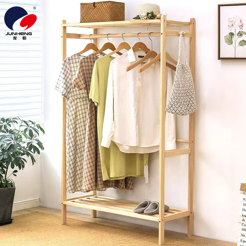 Simple coat rack, floor-standing bedroom hanging rack, solid wood storage rack, coat rack, home clothes rack, creative storage rack Specification image