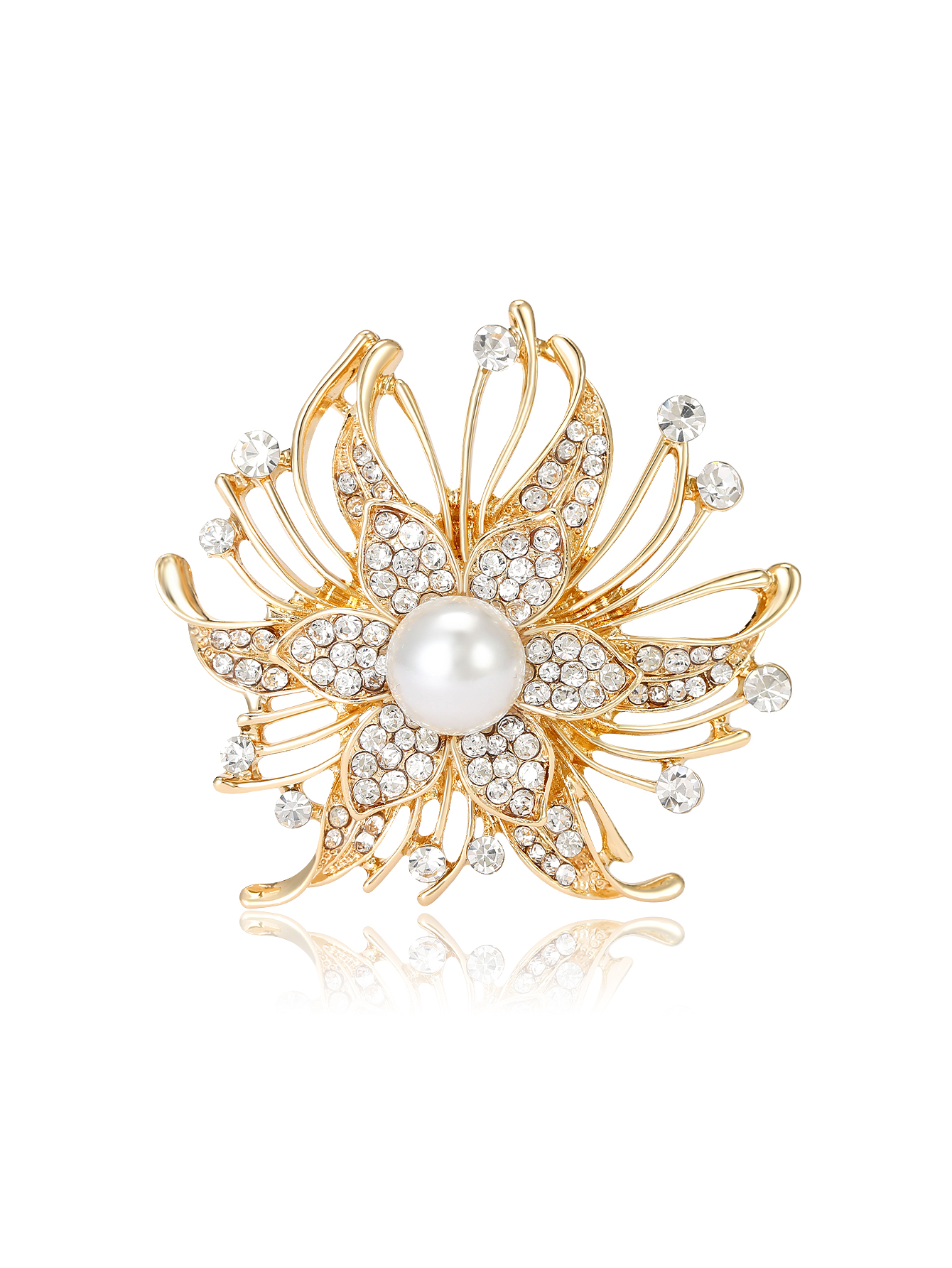 New alloy water diamond temperament series leaf fashion ladies' temperament versatile brooch and brooch factory direct sales Item Picture