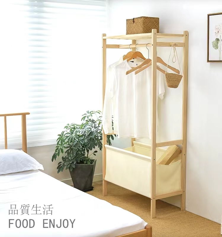 Simple coat rack, floor-standing bedroom hanging rack, solid wood storage rack, coat rack, home clothes rack, creative storage rack pic 1