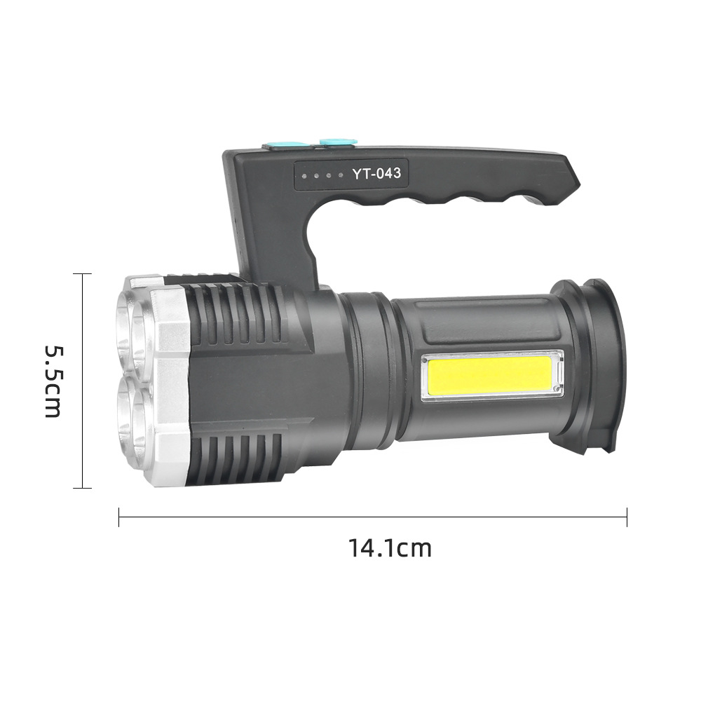 LED high-intensity flashlight, plastic flashlight, multi-functional portable searchlight, outdoor camping lighting lamp, work light, 043 flashlight, bicycle light, cycling light, outdoor waterproof emergency flashlight details Picture