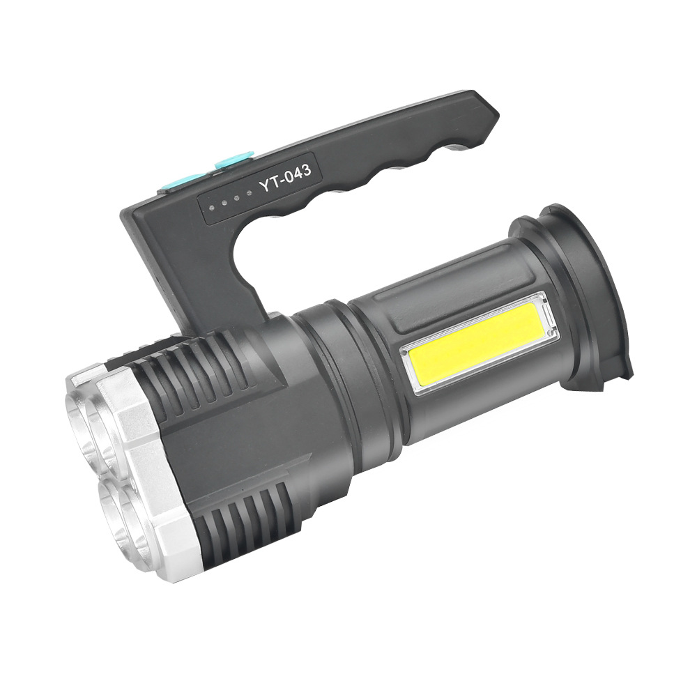 LED high-intensity flashlight, plastic flashlight, multi-functional portable searchlight, outdoor camping lighting lamp, work light, 043 flashlight, bicycle light, cycling light, outdoor waterproof emergency flashlight Item Picture