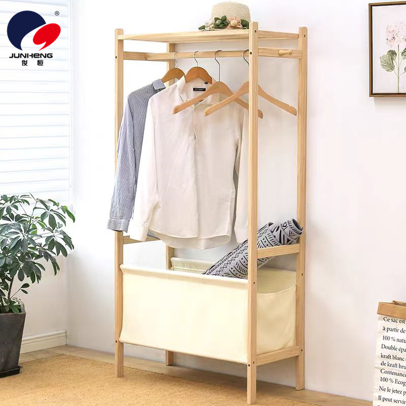 Simple coat rack, floor-standing bedroom hanging rack, solid wood storage rack, coat rack, home clothes rack, creative storage rack Item Picture