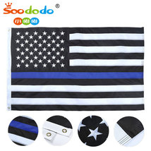 小嘟嘟XDSQ-121美国警察旗帜4x6英尺蓝条旗执法人员户外防水防紫外线旗帜