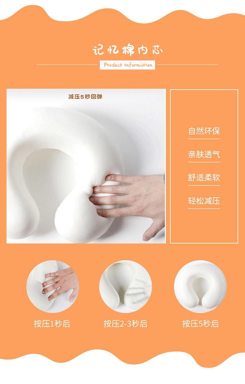 Cartoon fruit memory foam U-shaped pillow, Kanglehouse cute office travel airplane slow rebound neck pillow order pic 8
