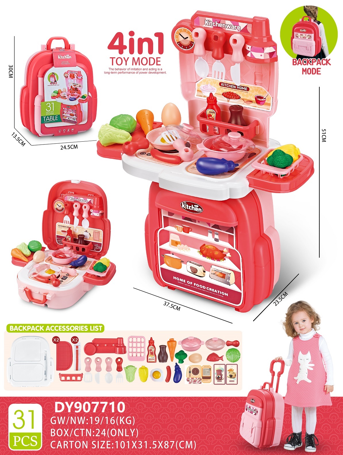 Children's Toys Play House Accessories/Tools/Kitchen Utensils Backpack Play House Toys Specification drawing