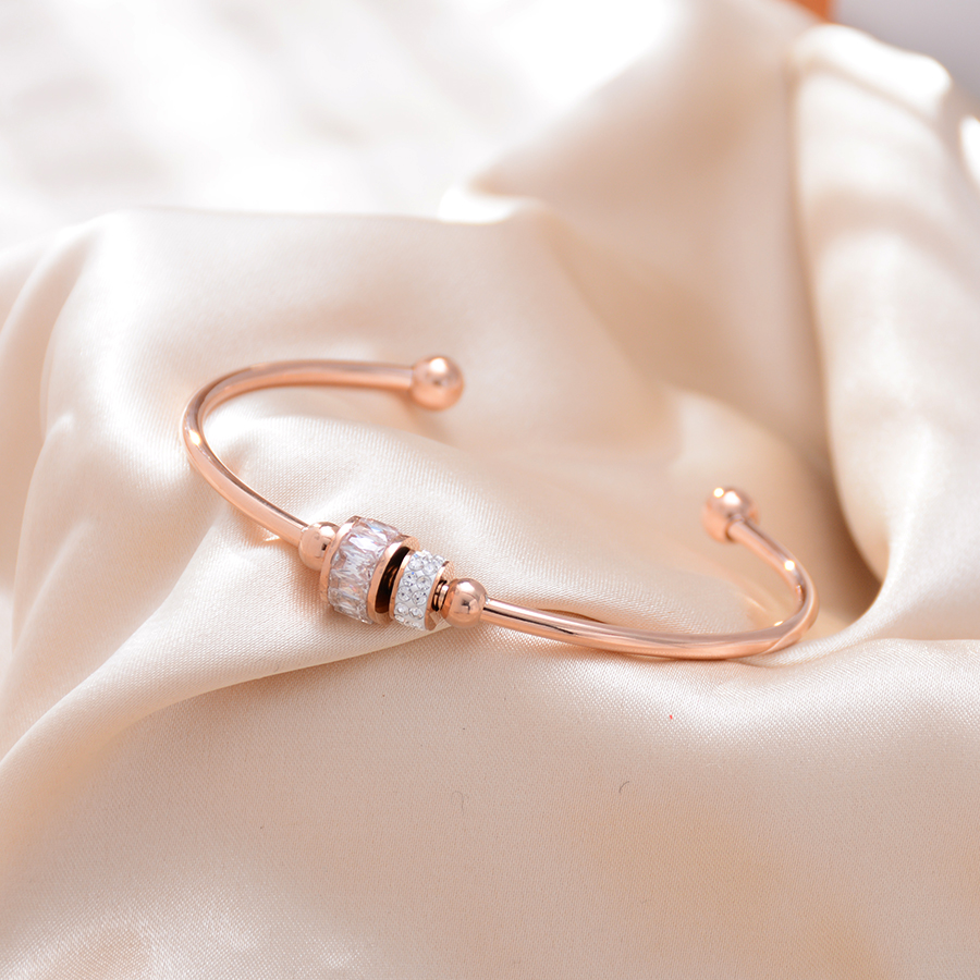 European, American and Korean fashion zircon bracelet, titanium steel rose gold bracelet, women's accessory gift Specification image