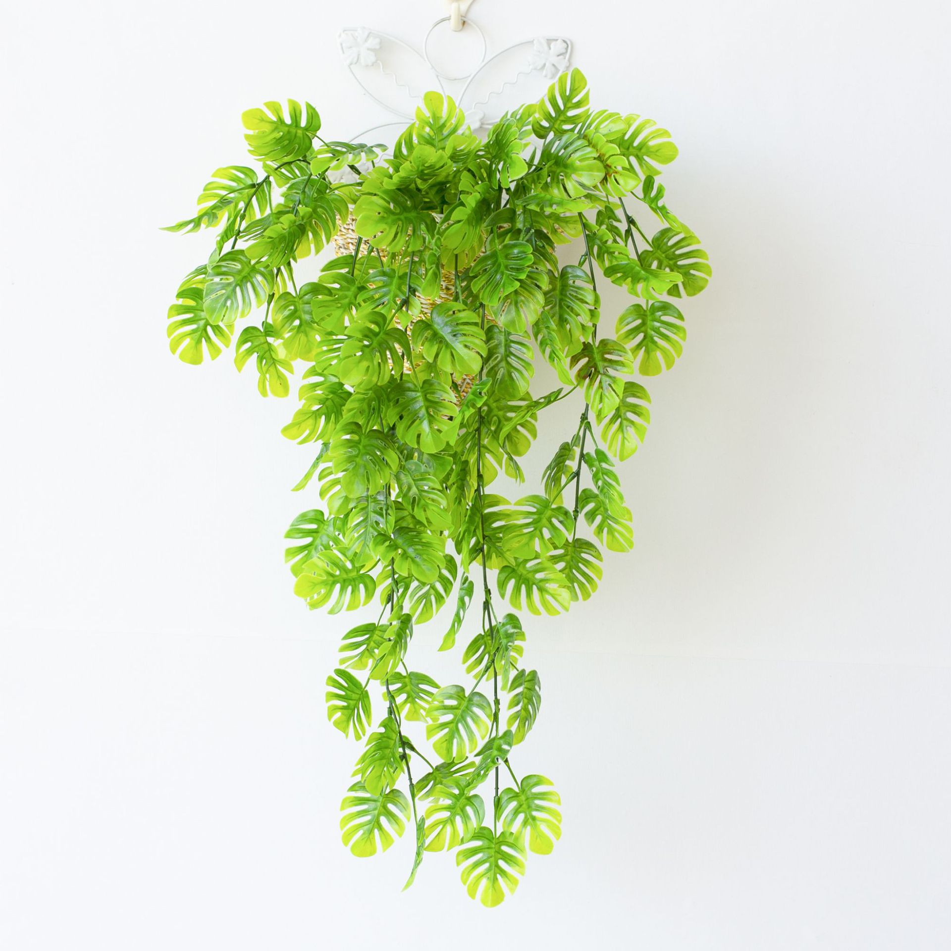 Cross-Border Artificial Plant Turtle Back Leaf Wall Hanging Rattan Green Leaf Decoration Indoor Suspended Ceiling Flower Rattan Hanging Basket Turtle Back Bamboo details Picture