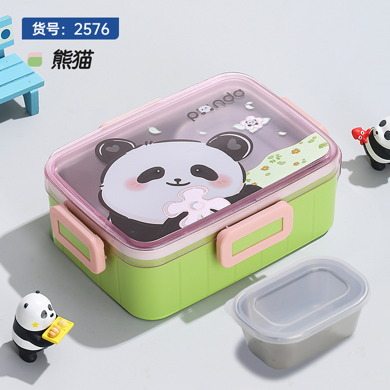 S42-2576 Cartoon Stainless Steel Lunch Box Single Compartment With Soup Bowl Sealed Lunch Box Portable Lunch Box For Students details Picture