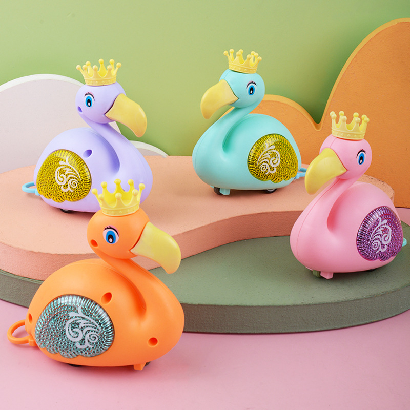 Children's drawstring rebound toys, cute animal models, drawstring glowing flamingos, factory direct sales Item Picture