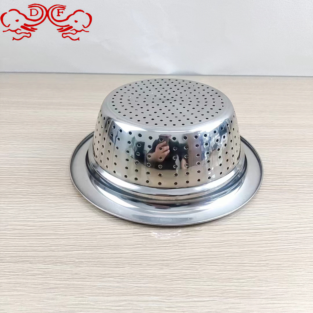 DF99415 thickened stainless steel rice sieve drainage basin, multi-hole basket, vegetable washing basin, rice washing basin, leaky basin, round vegetable washing basin, DF TRADINGHOUSE Specification image