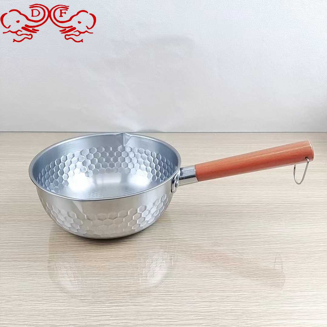 DF99267 snow flat pot for cooking porridge, noodles, milk pot, commercial single-handle flat-bottomed aluminum pot, small soup pot, non-stick pot, water spoon, DF TRADINGHOUSE