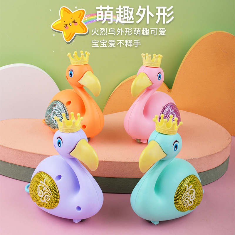 Children's drawstring rebound toys, cute animal models, drawstring glowing flamingos, factory direct sales details Picture