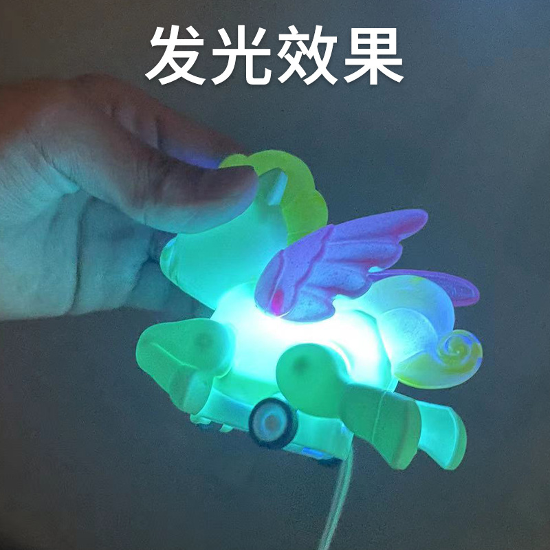 Wholesale supply of popular children's educational, cute and fun toys with pulling strings and glowing unicorns from our factory. Direct delivery detail image 2