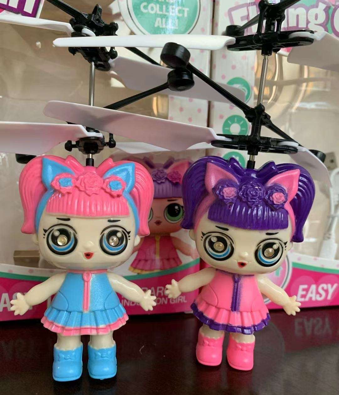 Luminous suspended helicopter, sensing surprise doll flying vehicle, children's toy factory direct sales details Picture