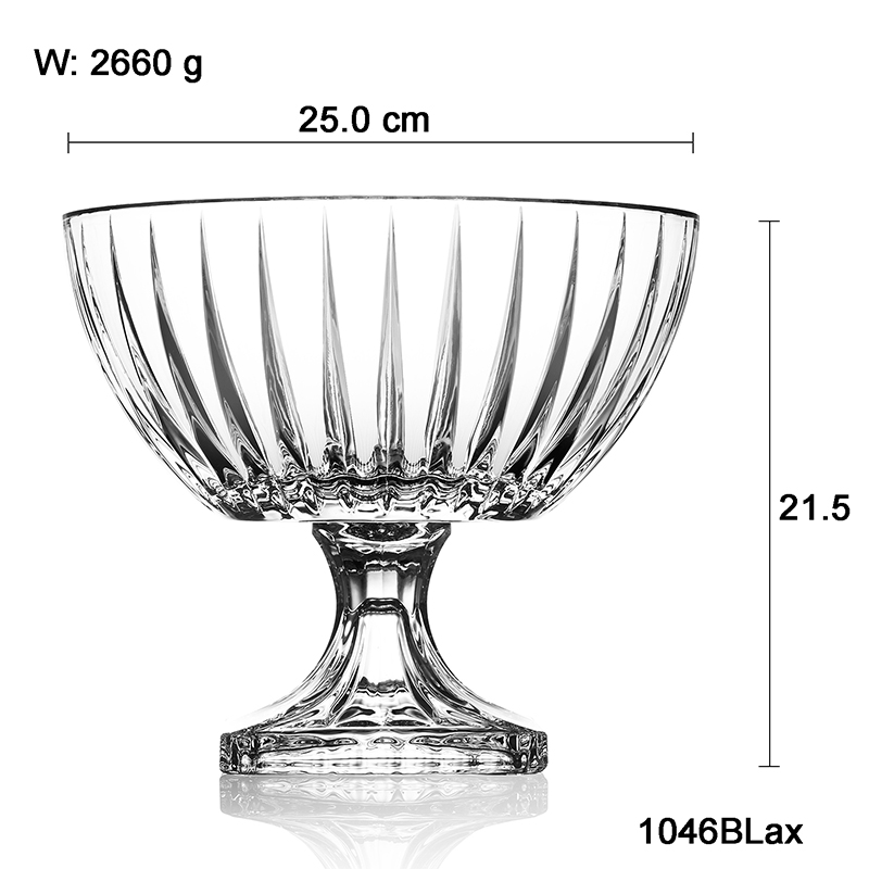  1906BLUX 欧式水晶玻璃高脚水果盘 大号果斗沙拉盘带底座干果盘果篮果盆  GZSJ-2