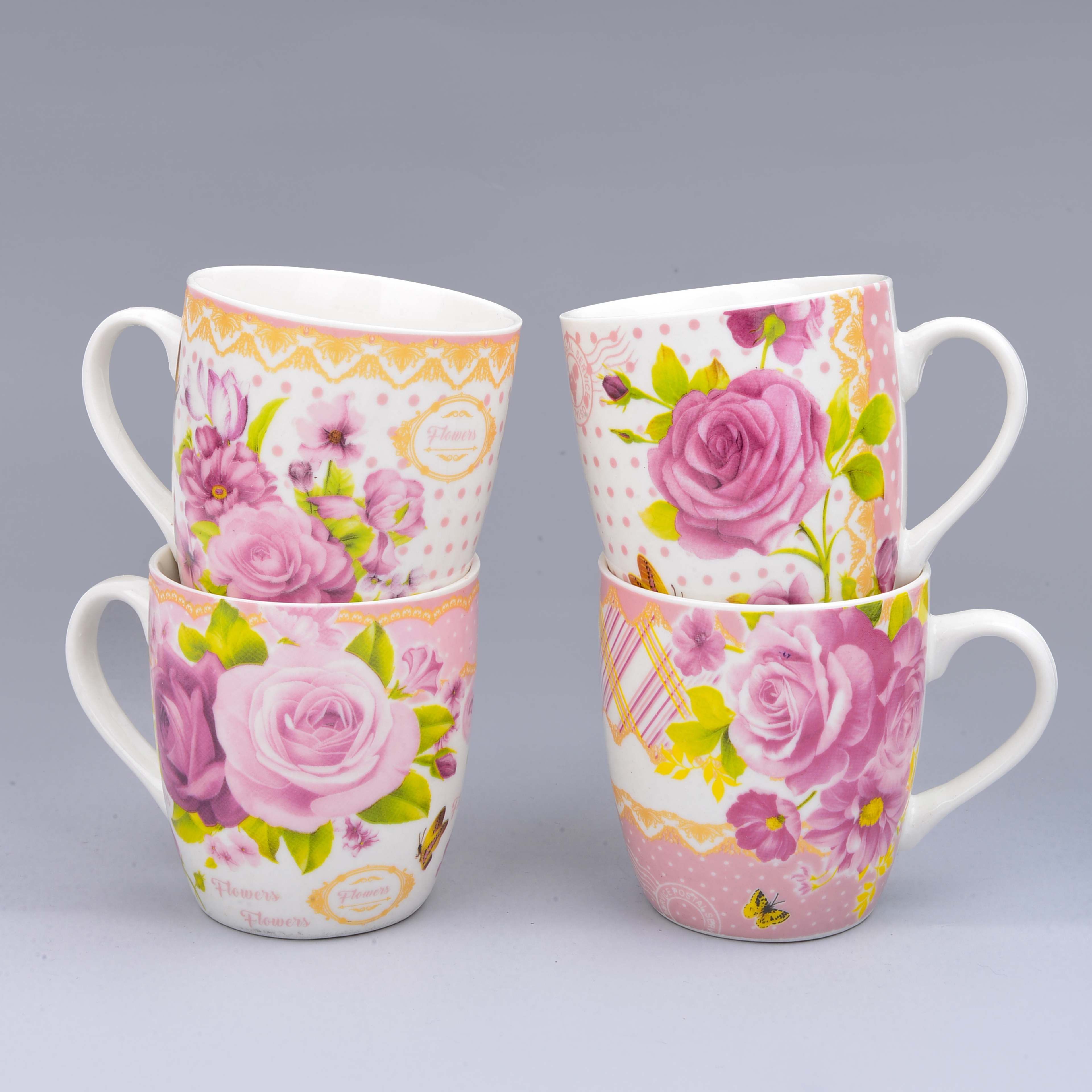 Cross-Border Creative Ceramic Cup Mug Mug Water Cup Pink Rose Series Ceramic Cup