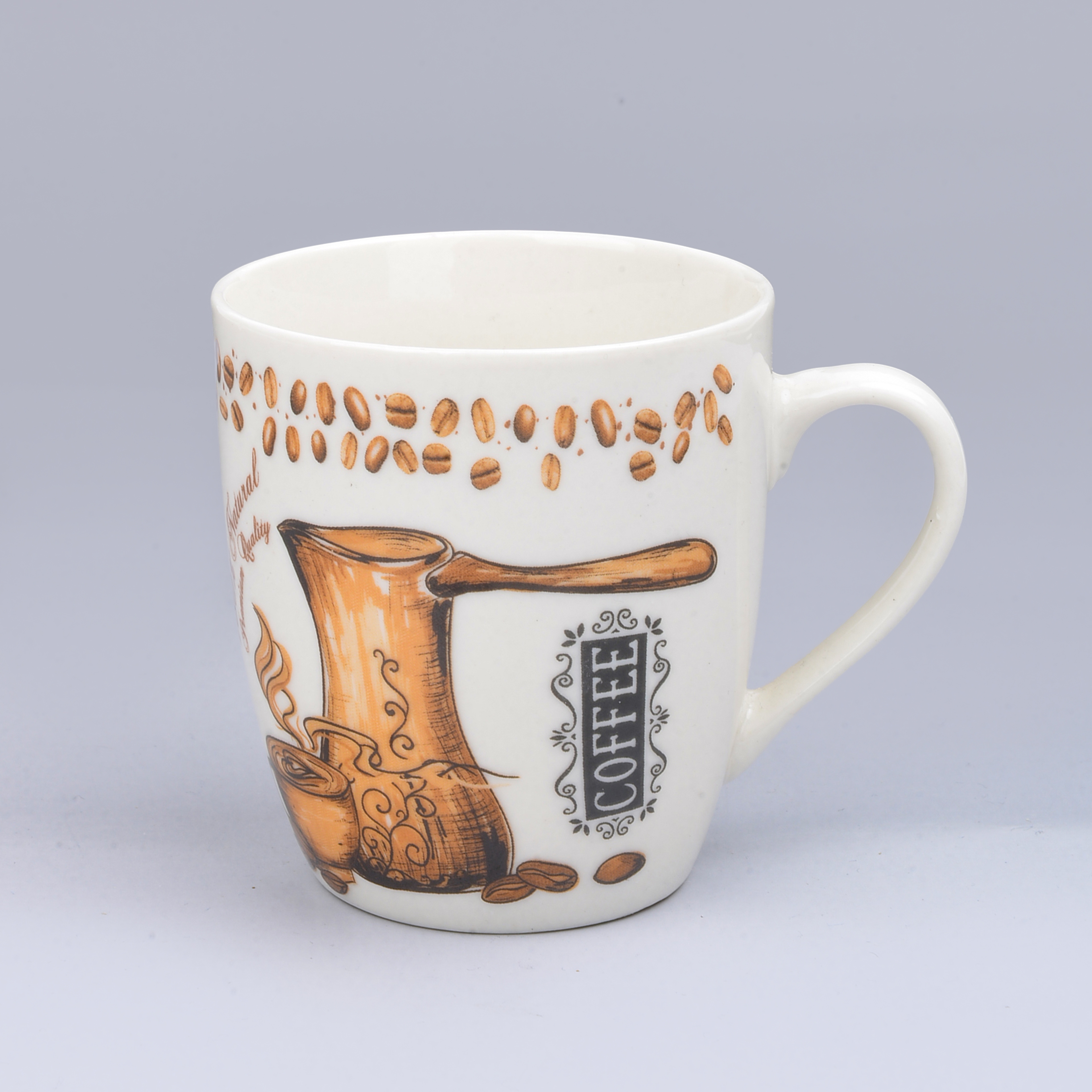 Cross-Border Ceramic Mug Mug Retro Coffee Grinding Series Foreign Trade Roasted Flower Cup Coffee Cup details Picture